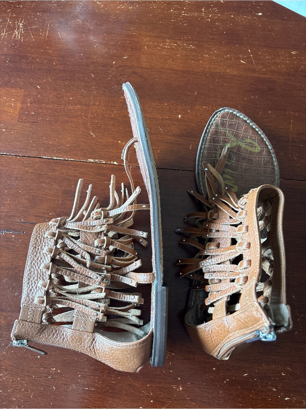 Sam Edelman Tan Fringe Gladiator Sandals